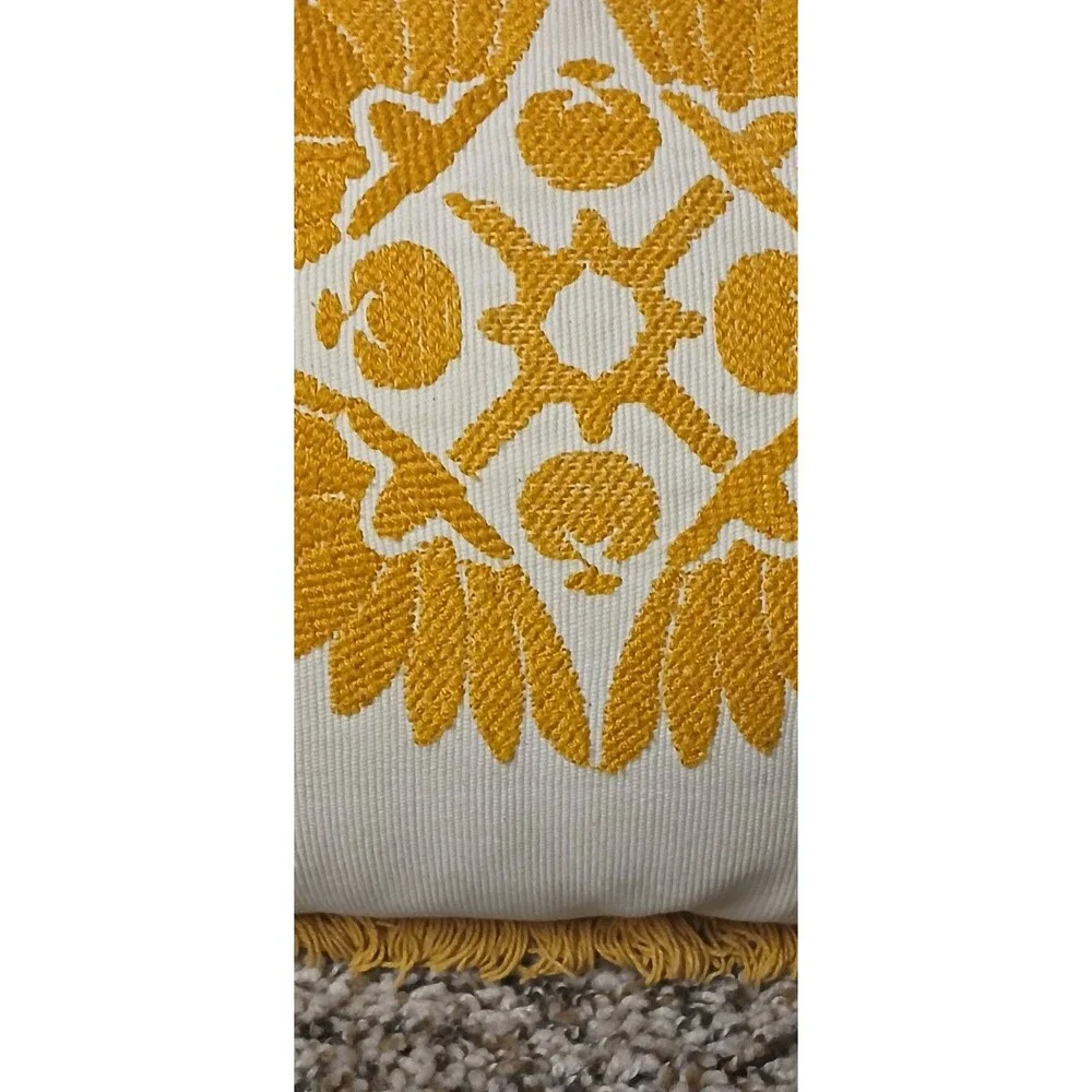Crate And Barrel Lumbar Down Pillow 12x24 Fall Yellow Rust Plum Boho Embroidered